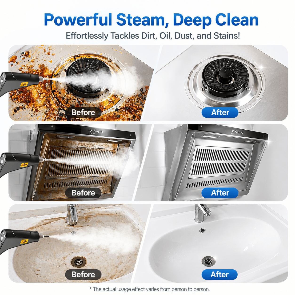 Portable Handheld Steam Cleaner with 9 Accessories, Adjustable Levels, Fast Heat-Up Steamer for Kitchen, Bathroom, Tile & Car Cleaning